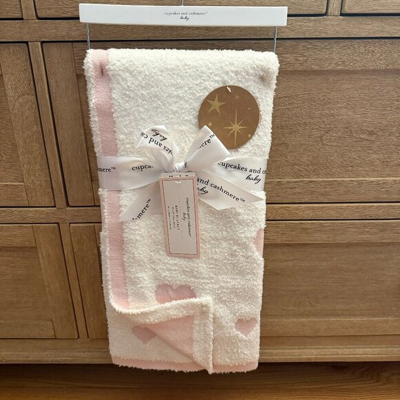 cupcakes & cashmere Other - NWT Cupcakes & Cashmere pink baby blanket with heart design